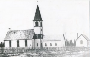 The first Lac du Bonnet Roman Catholic " Notre Dame du Lac Parish" with attendance of 140 people in 1910.